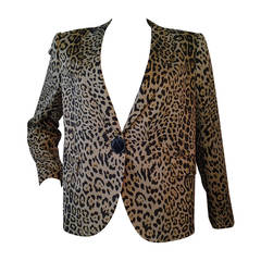 1990s Krizia Leopard Silk Faille Jacket