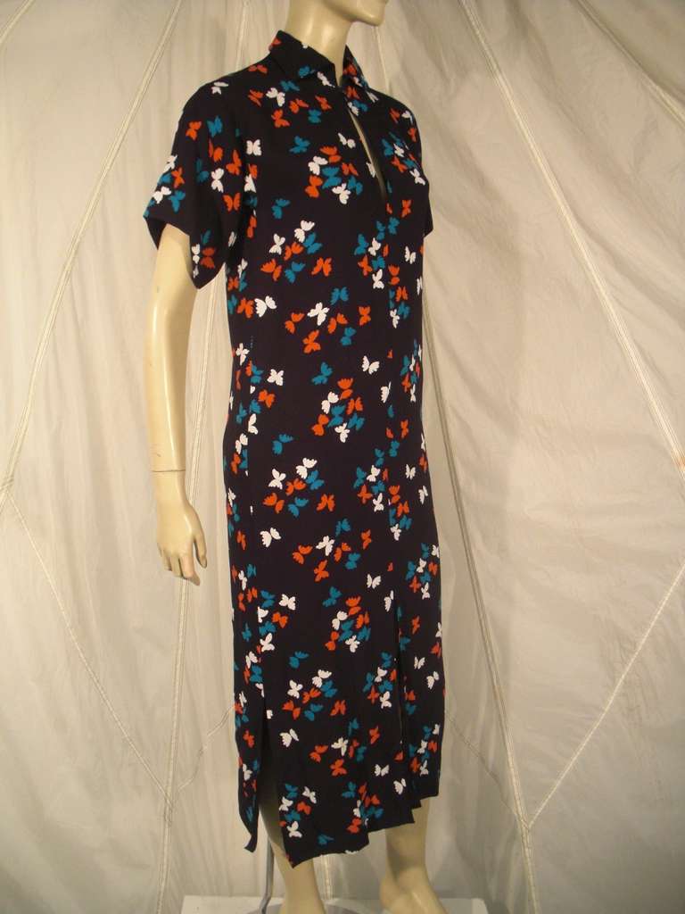 Women's Saint Laurent Oriental Style Butterfly Print Dress and Matching Bag