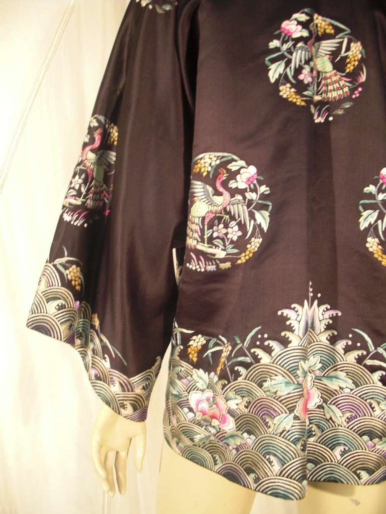 Black 1920s Chinese Embroidered Jacket