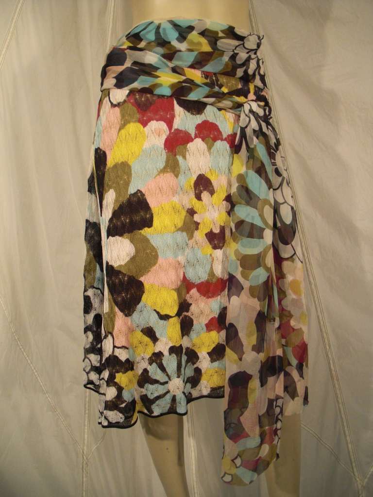 Missoni Jersey Knit Print with Silk Chiffon Tie and Nude Silk Jersey Underslip

size Italian 46
        US 8-10