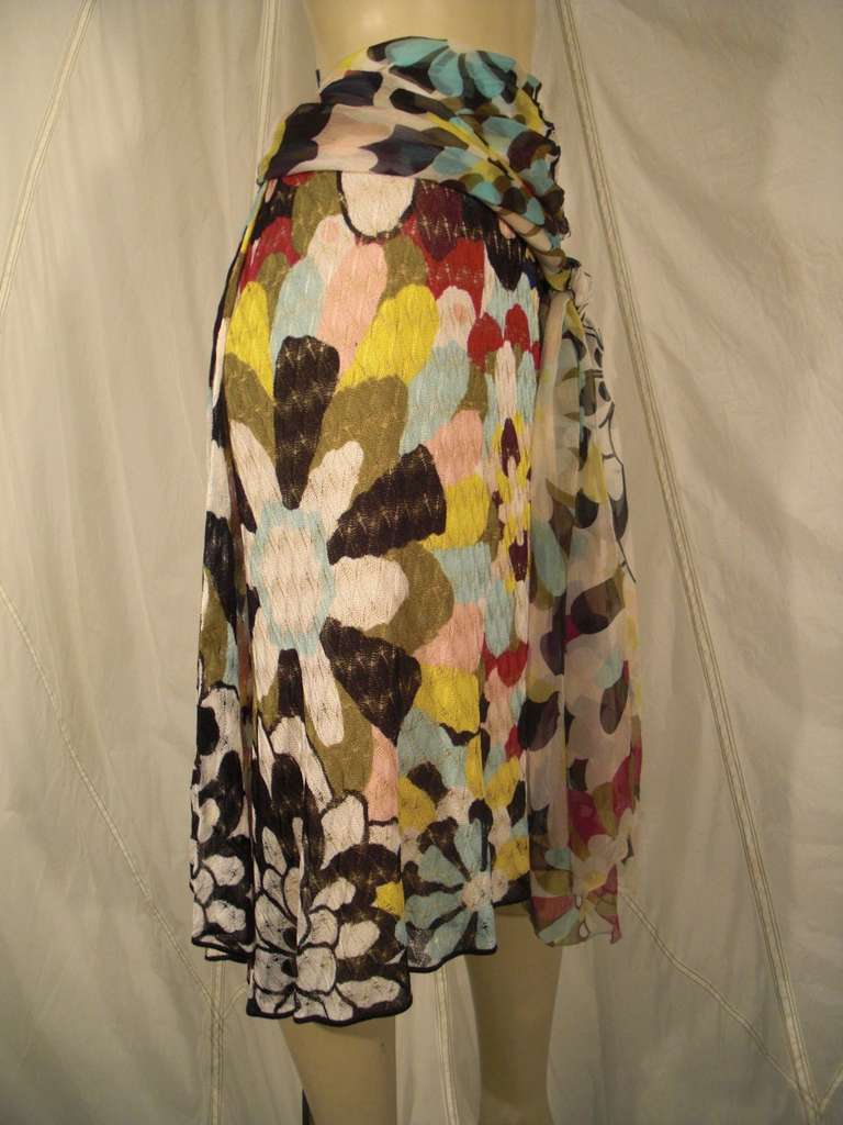 Women's Missoni Jersey Knit Print Skirt with Silk Chiffon Tie