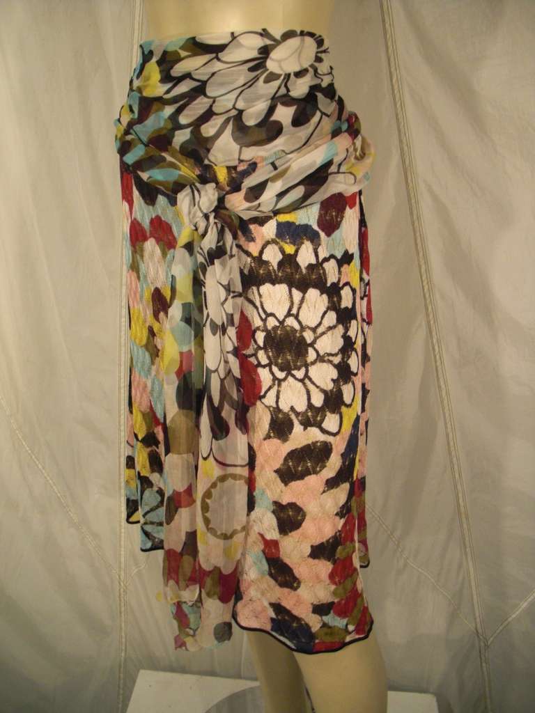 Missoni Jersey Knit Print Skirt with Silk Chiffon Tie 1