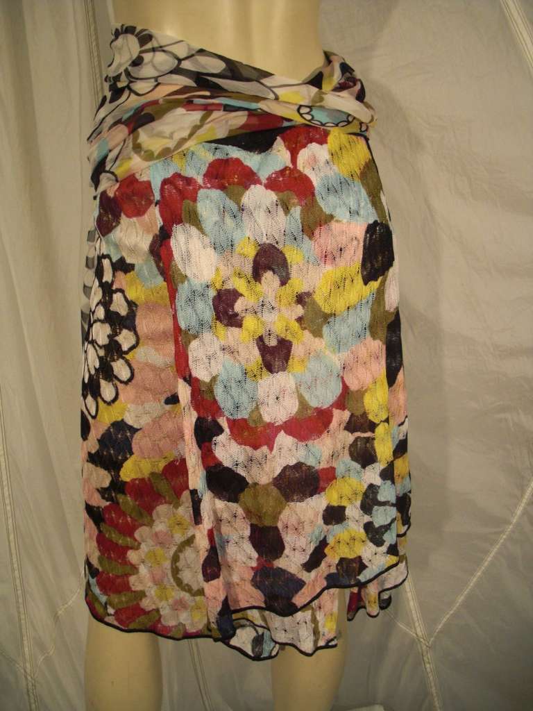 Missoni Jersey Knit Print Skirt with Silk Chiffon Tie 3