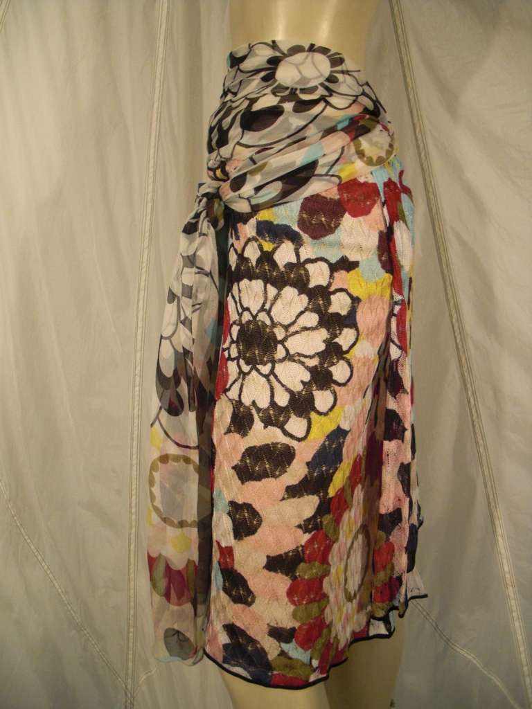 Missoni Jersey Knit Print Skirt with Silk Chiffon Tie 5