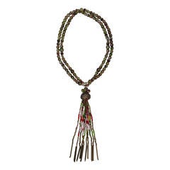 1920s Carnival Glass Bead Necklace with Tassel 9