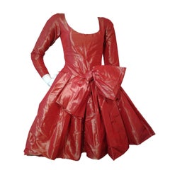 1980s Yves Saint Laurent - Rive Gauche Red Iridescent Pouf Dress