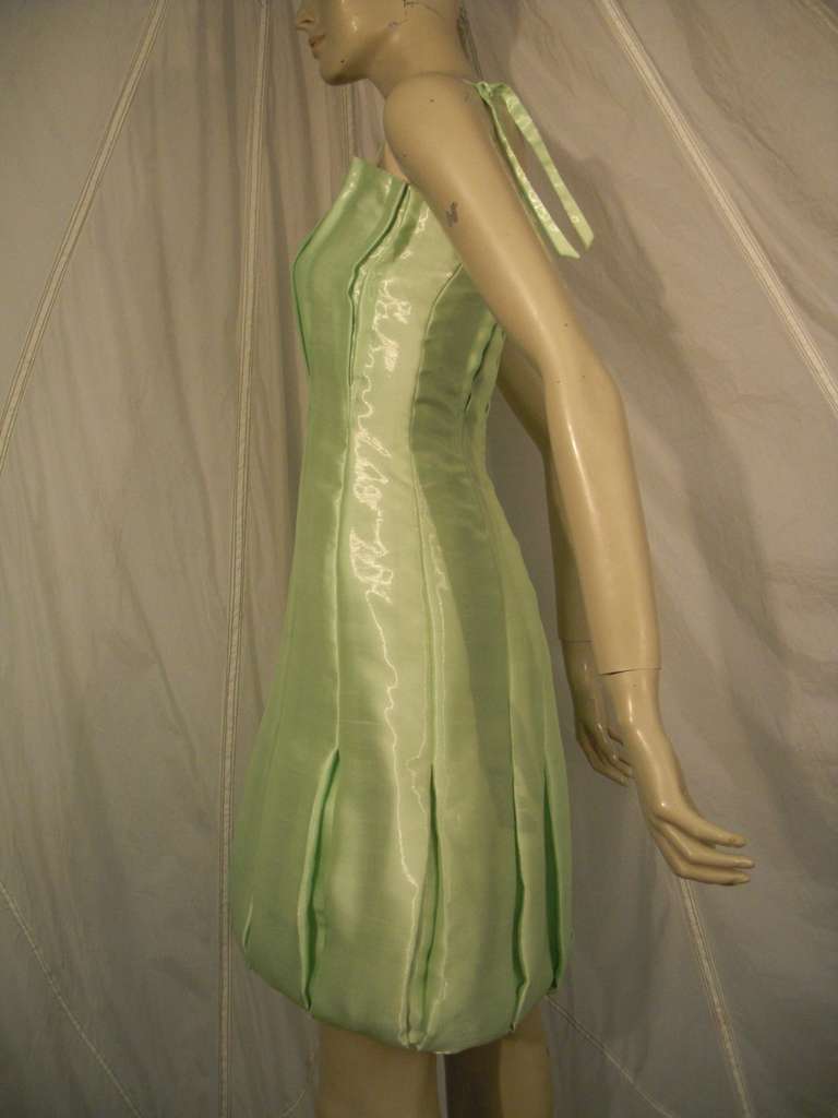 Thierry Mugler Peridot Pleated Bubble Dress In New Condition In Gresham, OR