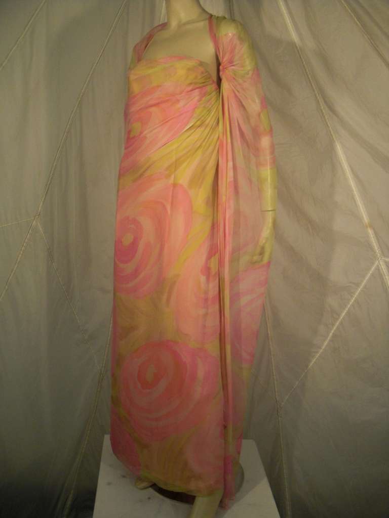 Helena Barbieri 60s Hand Painted Silk Chiffon Goddess Gown

Full length Silk Chiffon Overlayer