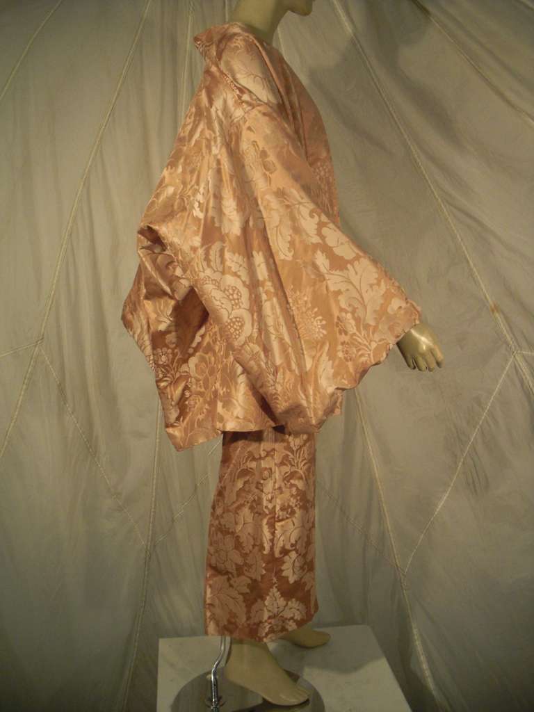 George Halley 50's Japanese Silk Jacquard Dress Ensemble In Excellent Condition In Gresham, OR