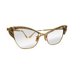 Vintage Spectacular 1950s 12K Gold Filled Rhinestone Cat Eye Frames