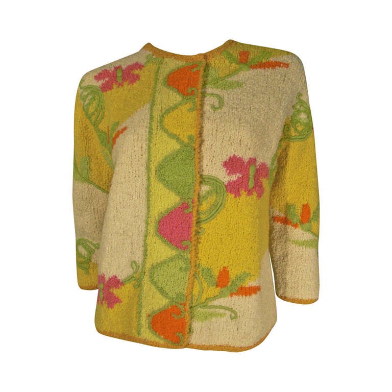 1960s Boucle Hand-Knit Summer Cardigan