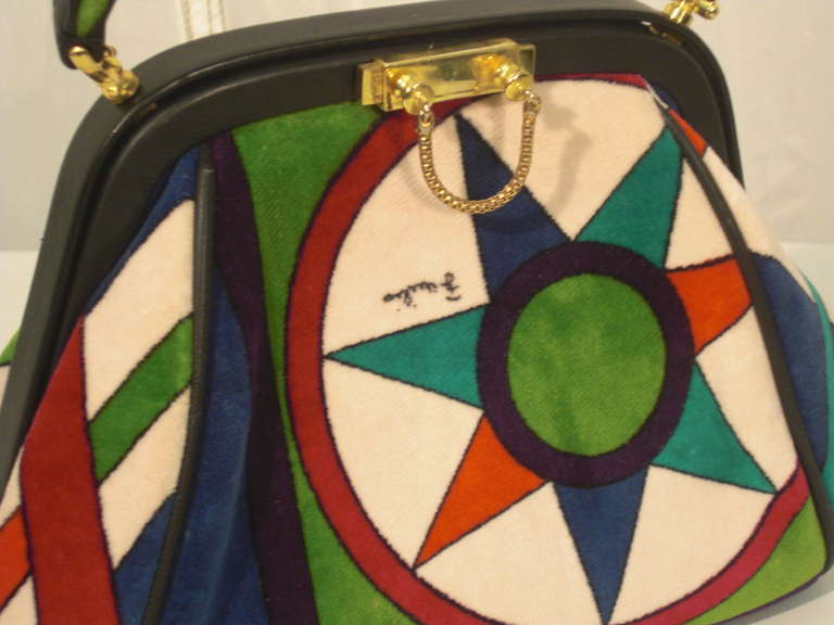 1960s Emilio Pucci Framed Velveteen Purse in Bold Pattern 1