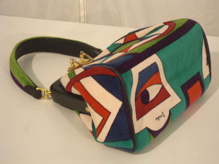1960s Emilio Pucci Framed Velveteen Purse in Bold Pattern 2