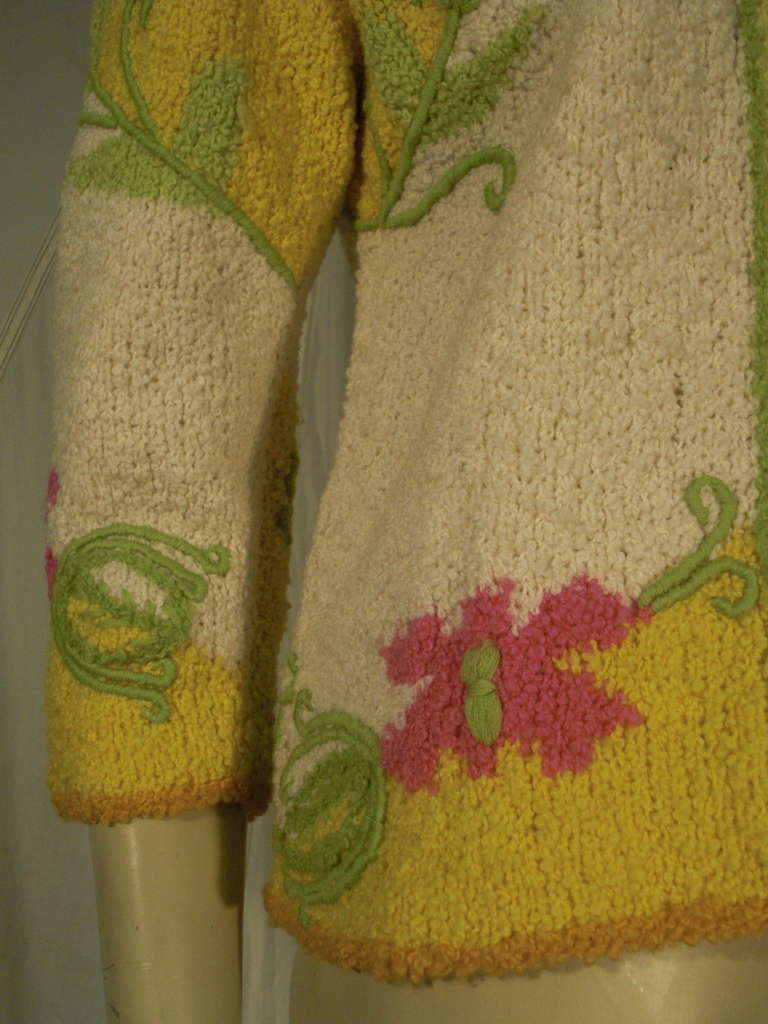 1960s Boucle Hand-Knit Summer Cardigan In Excellent Condition In Gresham, OR