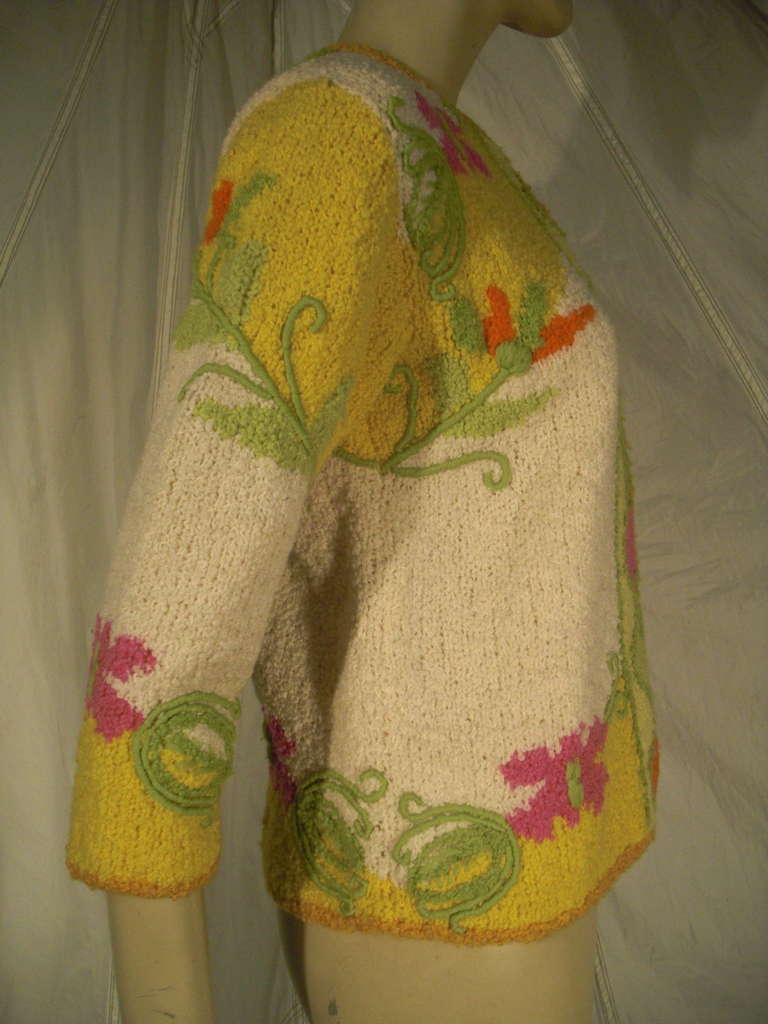 Women's 1960s Boucle Hand-Knit Summer Cardigan