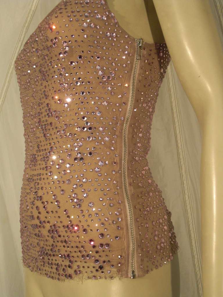 Runway Sample Lavender Swarovski Crystal Asymmetrical Top In New Condition In Gresham, OR