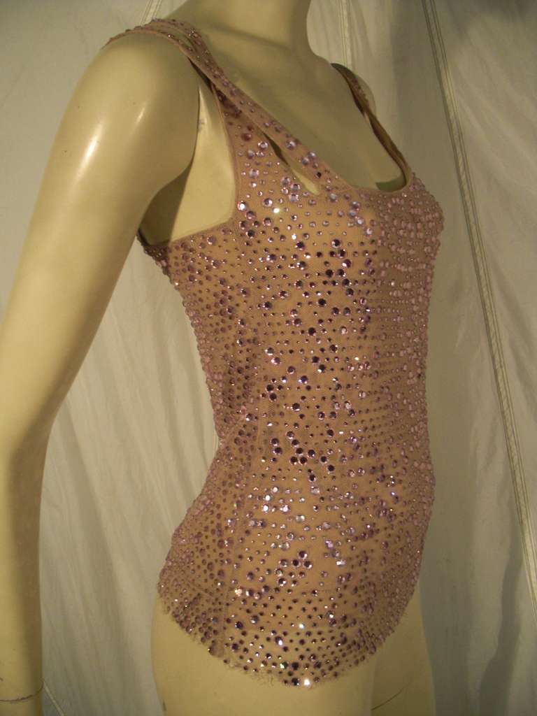 Runway Sample Lavender Swarovski Crystal Asymmetrical Top 1