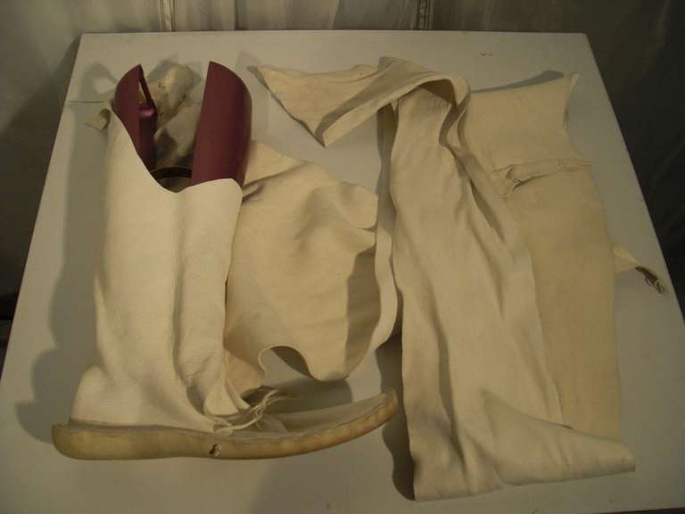Traditionally Crafted Native American Moccasins in White/Bone Leather 1