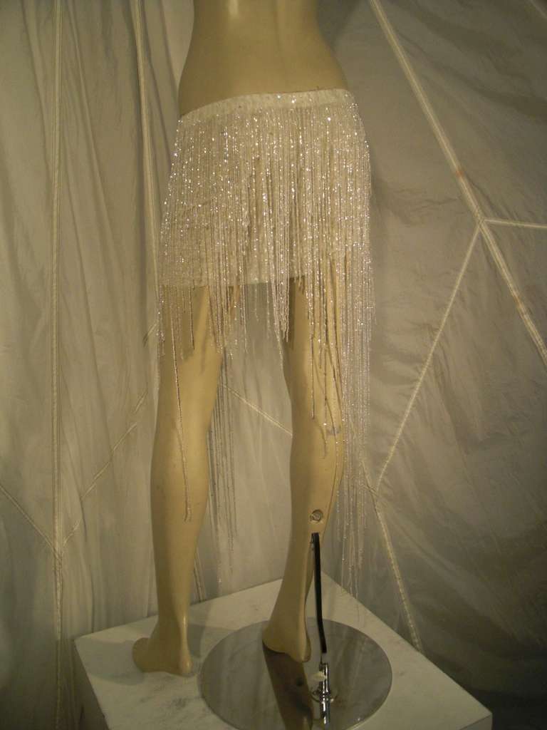 Runway Sample Crystal Beaded Fringe Ultra-Mini Skirt 3