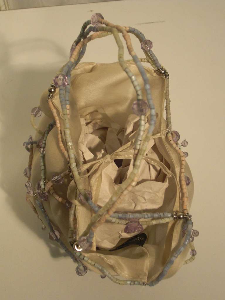 Contemporary Bottega Veneta Silk Organza and Beaded Cage Evening Bag 1