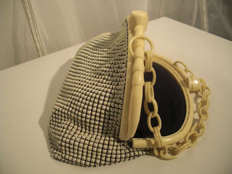 1950s Whiting and Davis Summer Celluloid  and Metal Mesh Hand Bag 1