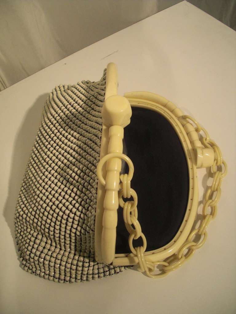 1950s Whiting and Davis Summer Celluloid  and Metal Mesh Hand Bag 2