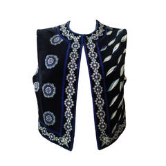 1960s Emilio Pucci Cotton Velveteen Mod Vest In Blues, Black and White