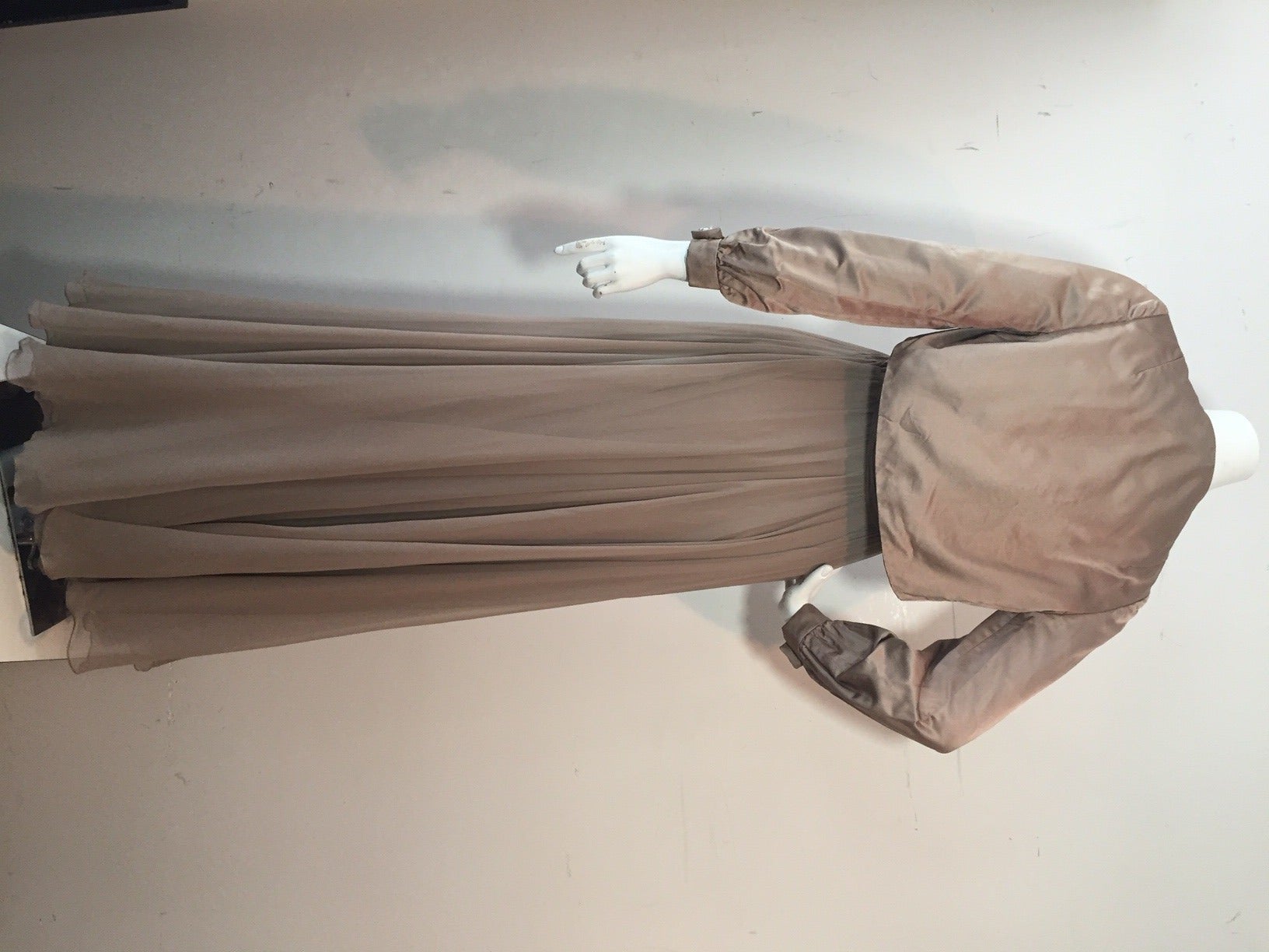 1960s Malcolm Starr 2-Piece Strapless Chiffon Gown and Satin Cropped Jacket 4