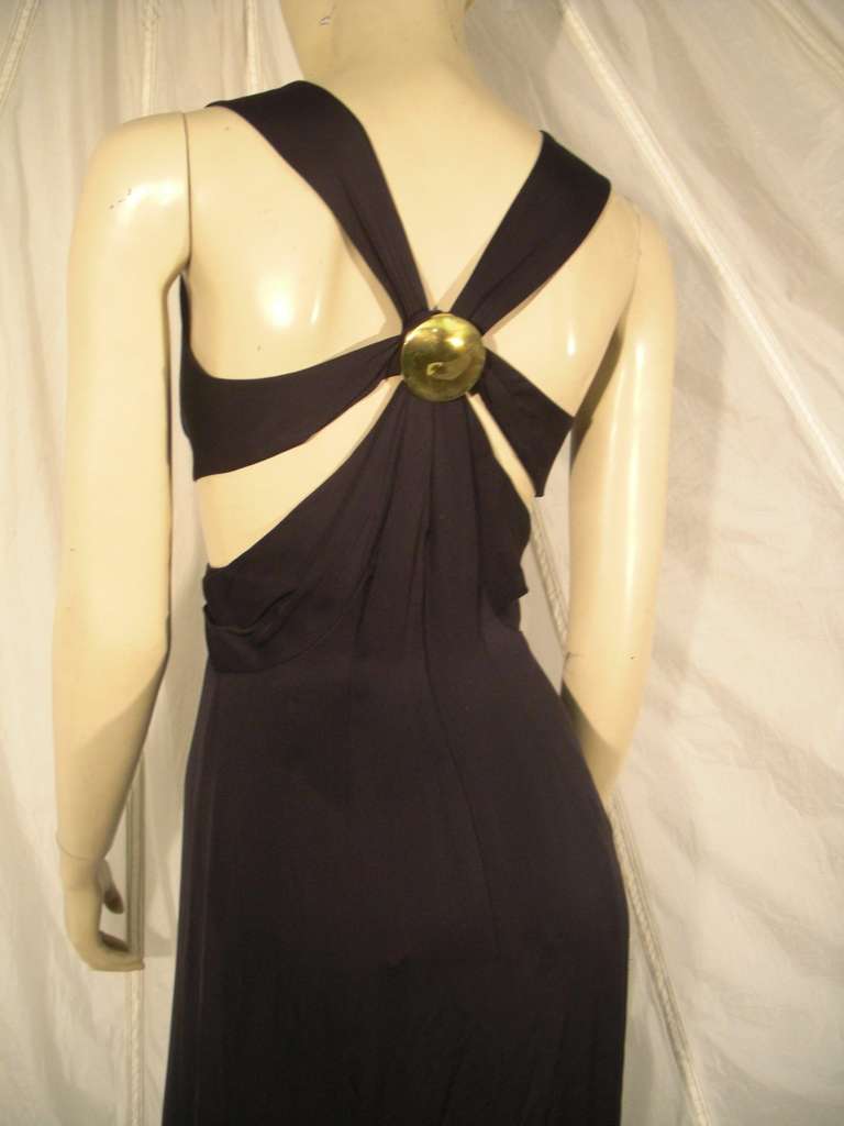 1990's Thierry Mugler Couture Black Silk Gown with Midriff Cut-outs 3