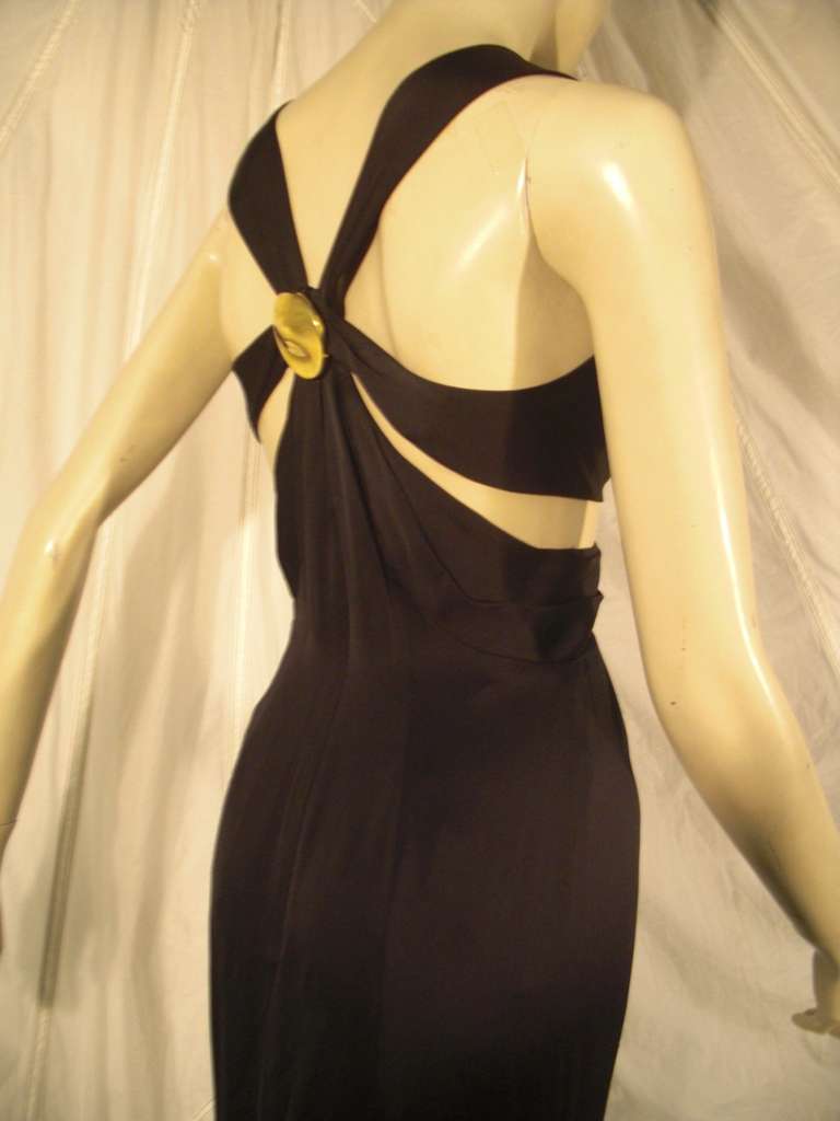 1990's Thierry Mugler Couture Black Silk Gown with Midriff Cut-outs 4