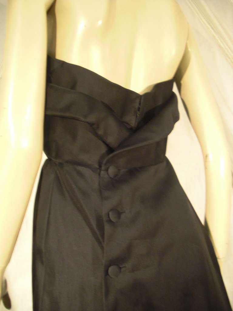Women's 1960s Pauline Trigere Silk Strapless Organza Gown and Cape