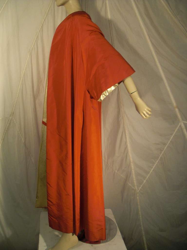 Red 1950s Gold Lame and Orange Opera Coat Made for Sophie Tucker