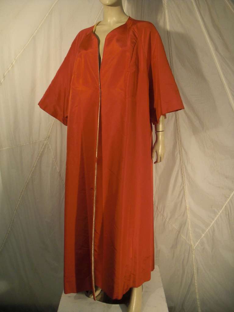 1950s Gold Lame and Orange Opera Coat Made for Sophie Tucker 1