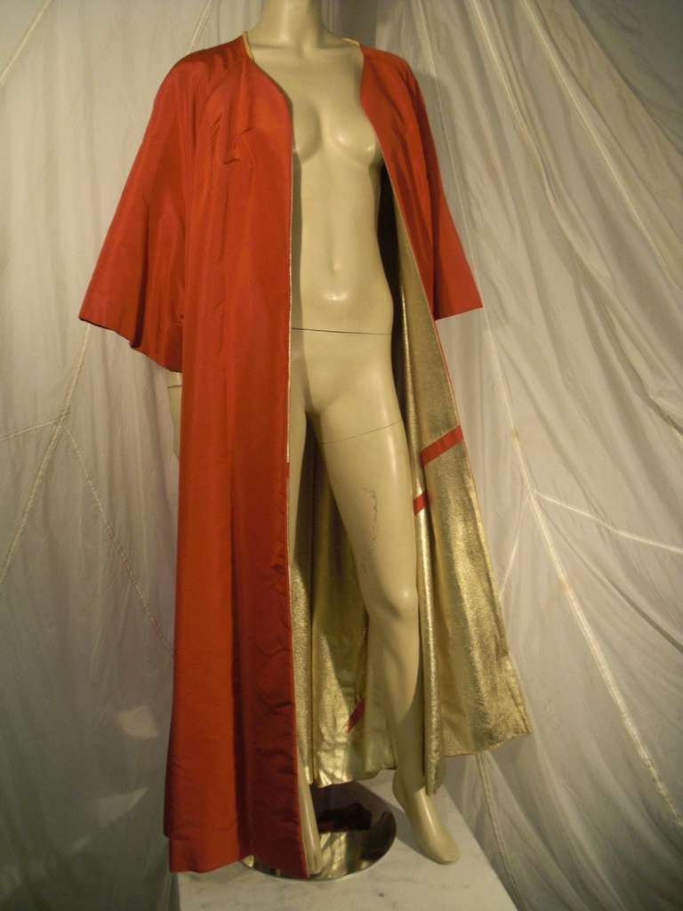 1950s Gold Lame and Orange Opera Coat Made for Sophie Tucker 2