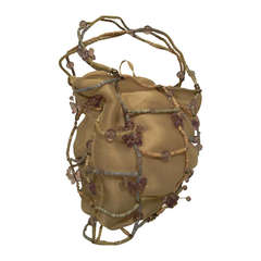 Contemporary Bottega Veneta Silk Organza and Beaded Cage Evening Bag