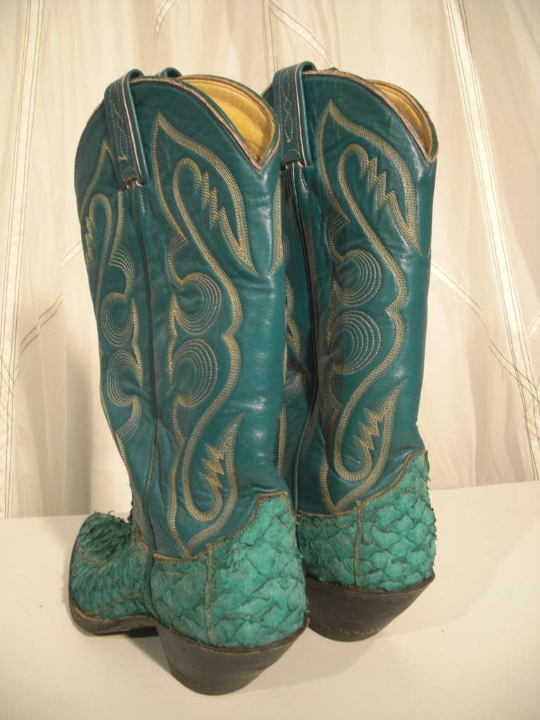 green snake skin cowboy boots