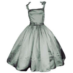 Retro Traina-Norell 50s Mint Green Silk Satin Party Dress