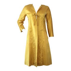 1960s Canary Yellow Silk Evening Coat with Sunburst Seaming 2
