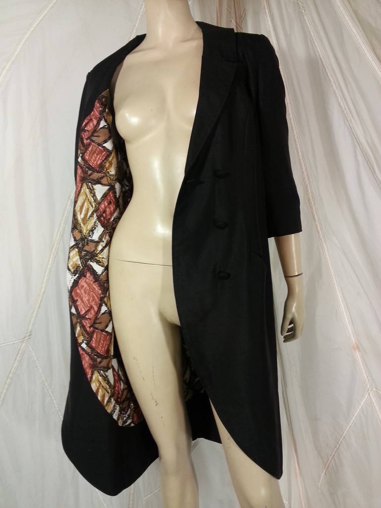Women's 1960s Mr Blackwell Black Silk Double Breasted Evening Jacket