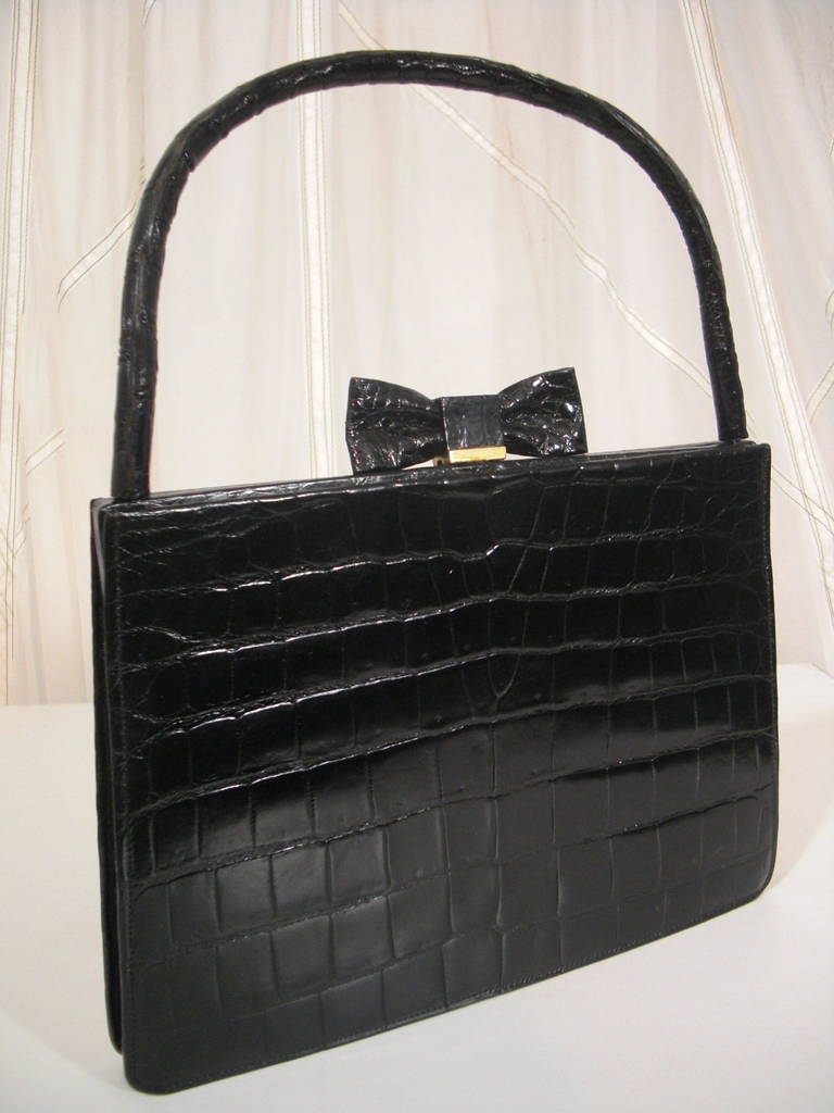 Women's 1950s Genuine Koret Black Alligator Bag