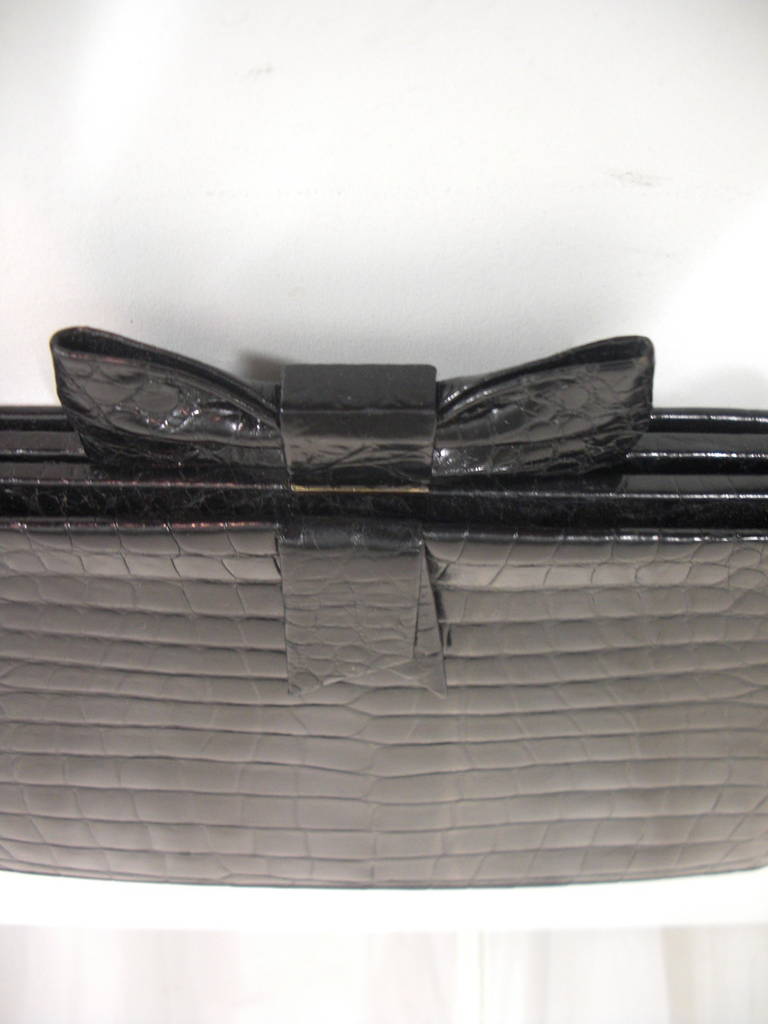 1950s Genuine Koret Black Alligator Bag 1