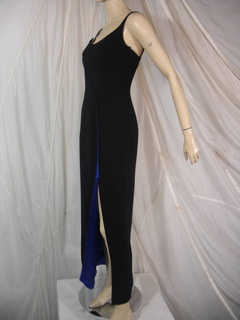 1980s Thierry Mugler Dramatic Slit Evening Gown In Excellent Condition In Gresham, OR