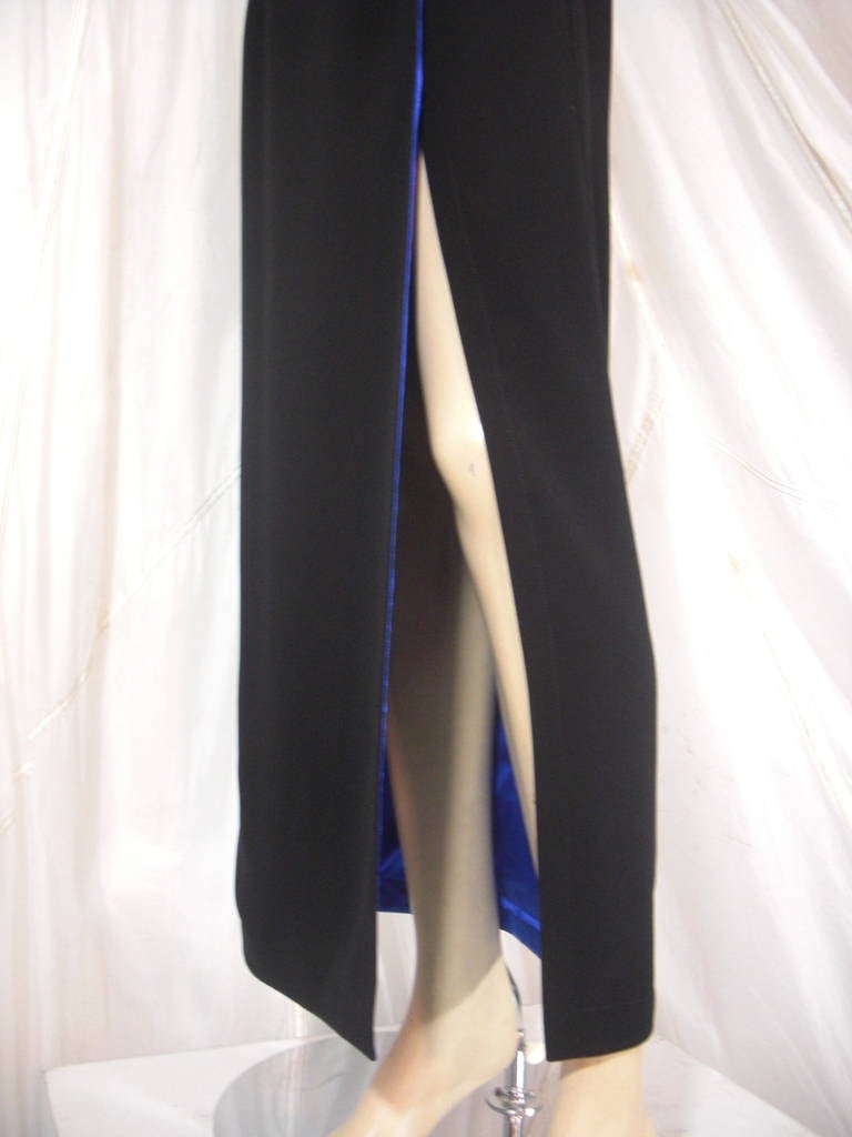 1980s Thierry Mugler Dramatic Slit Evening Gown 2