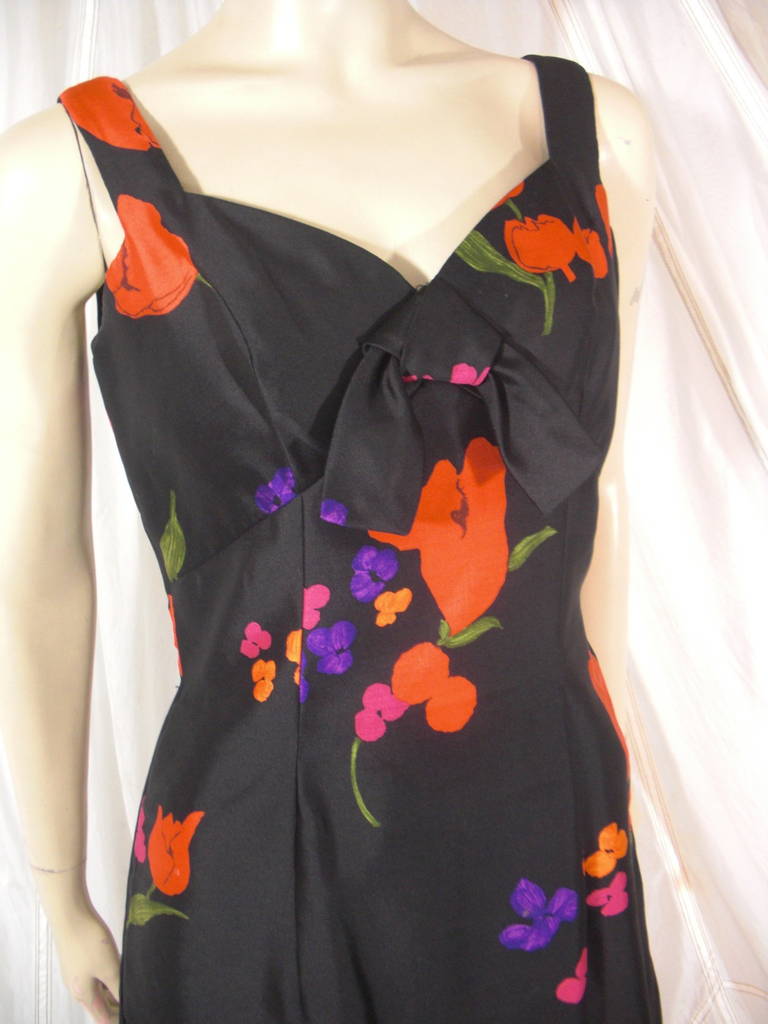 1960s Estevez Black Silk Cocktail Dress 3