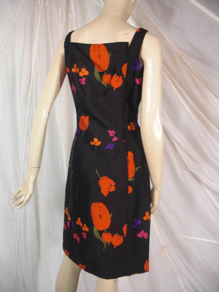 Women's 1960s Estevez Black Silk Cocktail Dress