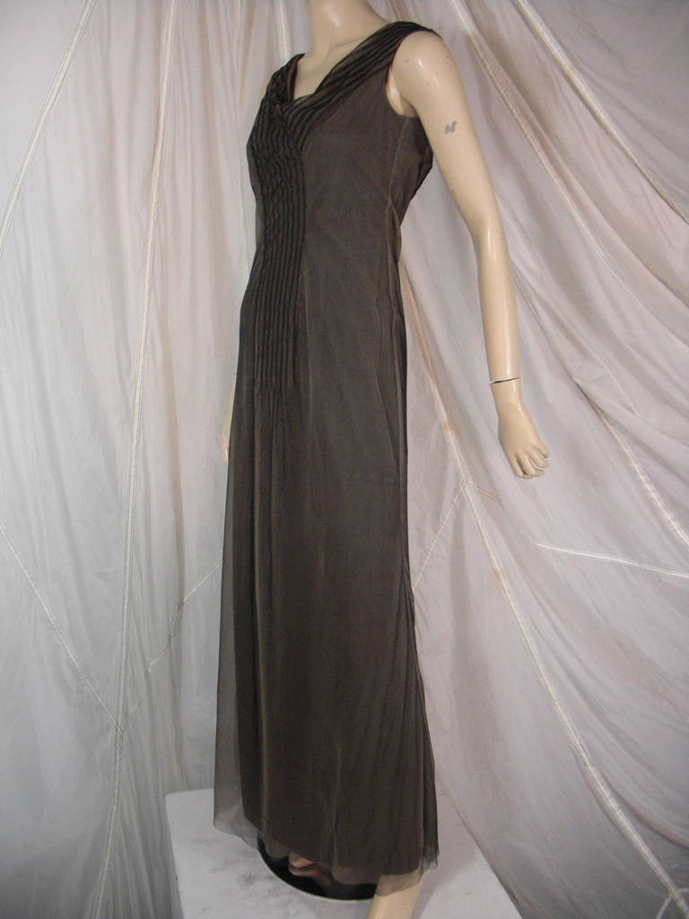 richard tyler black silk net stripe gown