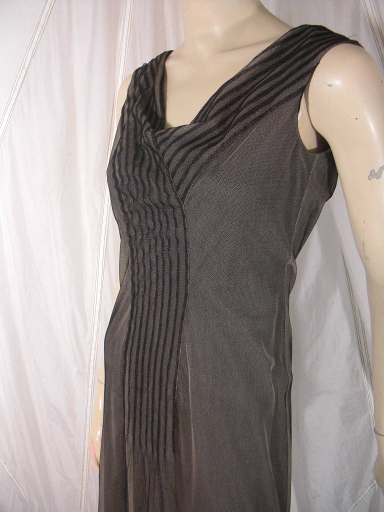 1990s Richard Tyler Couture Black Gown with Mesh Overlays In Excellent Condition In Gresham, OR