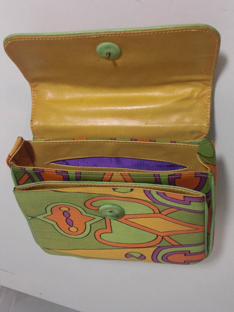 Brown 1960s Koret Silk Print Hand Bag