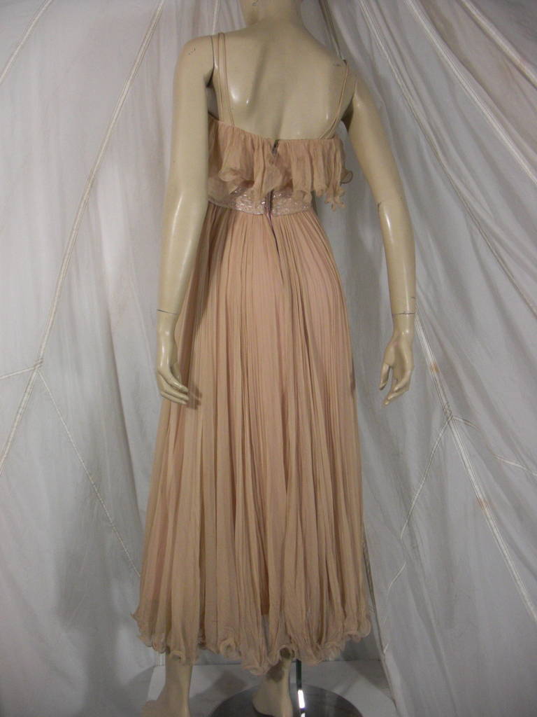 1970s Alfred Bosand Nude Illusion Maxi Dress in Silk Chiffon In Excellent Condition In Gresham, OR