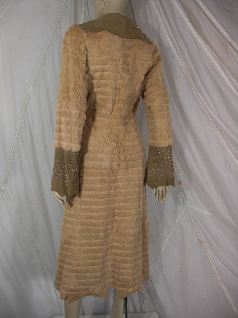 Roberto Cavalli Sheared Beaver Maxi Coat with Pearl Embellishment 3